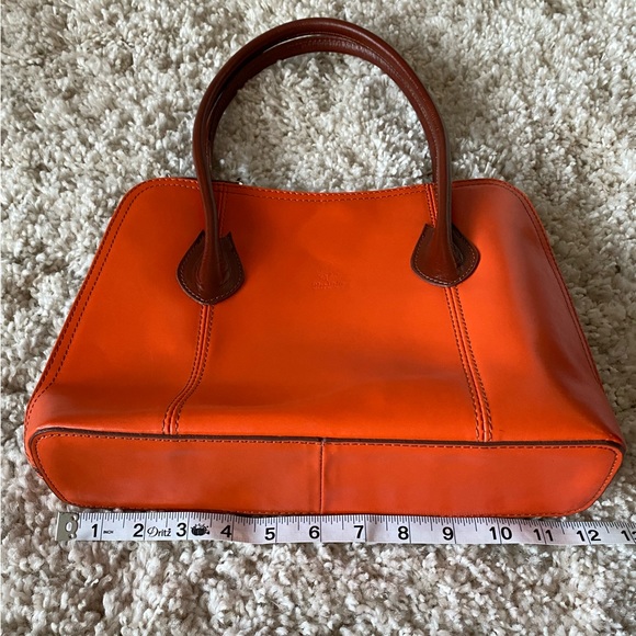 Vera Pelle Orange and Brown Leather Shoulder Bag - Picture 5 of 9